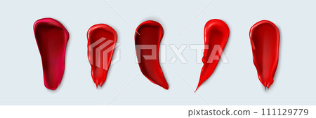 Red and pink gloss lipstick texture smear 111129779