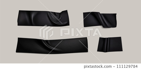 Realistic vector black adhesive duct tape pieces 111129784