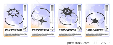 Y2k aesthetic banners set abstract black signs 111129792