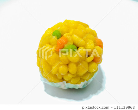 A picture of boondi laddoo isolated on white background A picture of boondi laddoo isolated on white background 111129968