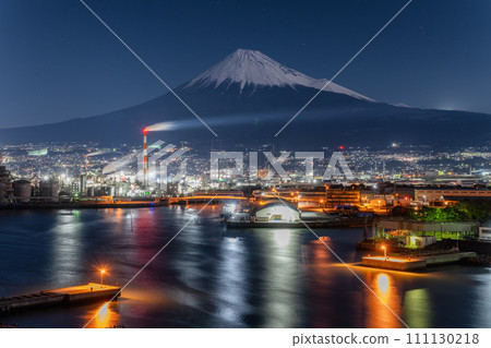 Shizuoka Prefecture, snow-capped Mt. Fuji night view 111130218