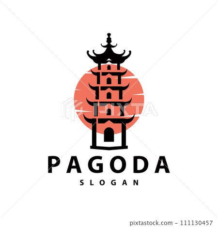 Buddhist culture building pagoda logo vector vintage design simple minimalist illustration 111130457