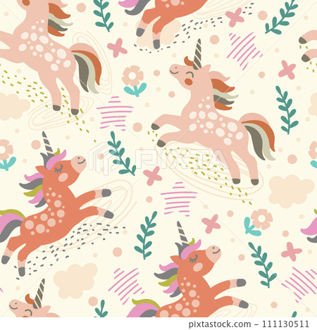 Abstract seamless pattern with pink unicorns Abstract seamless pattern with pink unicorns 111130511