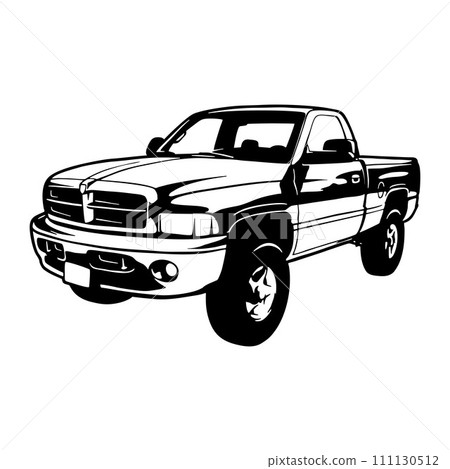 Pickup Truck, Muscle car, Classic Truck car, Stencil, Silhouette, Vector Clip Art for tshirt and emblem 111130512
