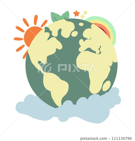 Planet icons flat design sun clouds earth day 111130790