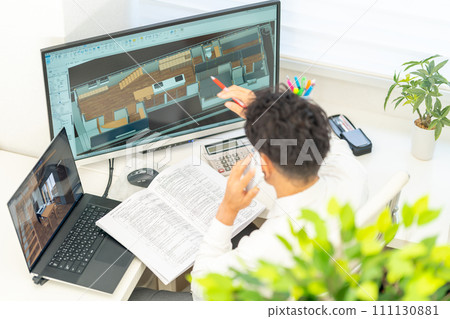 3D CAD 3D 3DCG Architectural design House interior 1 person Smartphone 3D CAD 3D 3DCG Architectural design House interior 1 person Smartphone 111130881