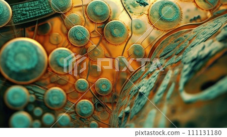 Microscope of animal cells. Stem cell research and treatment. Science and technology concept. Generative AI 111131180