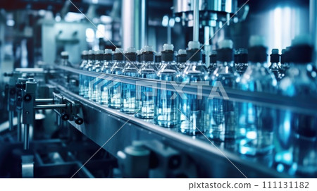 Line in freshwater beverage with modern automated. Generative AI 111131182