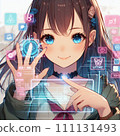 女人看著屏幕 111131493