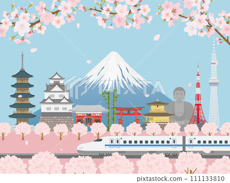 Japanese cityscape in spring 111133810