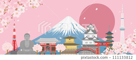 日本春天的城市景觀 111133812