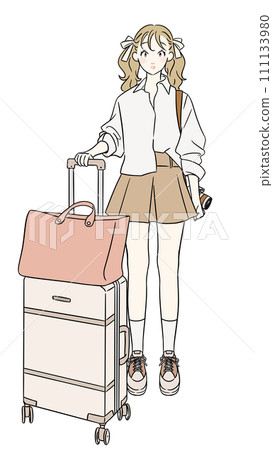 Carry case and girl travel 111133980