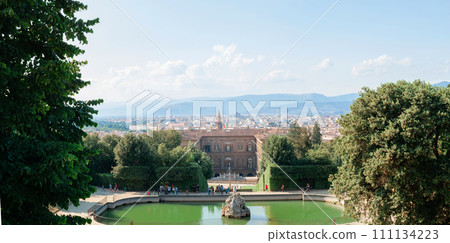 Panorama view of Palazzo Pitti from Boboli Garden in Florence with Cathedral of Santa Maria del Fiore Panorama view of Palazzo Pitti from Boboli Garden in Florence with Cathedral of Santa Maria del Fiore 111134223