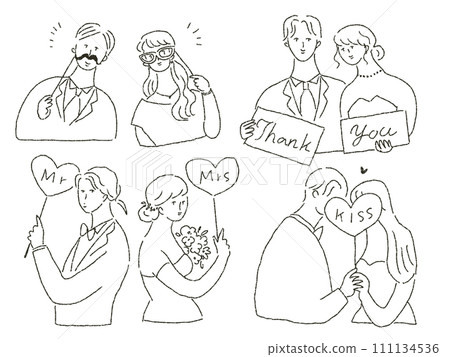 Photo props, wedding assortment, line drawings 111134536