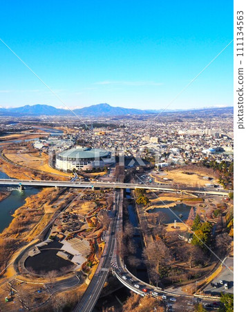 Maebashi city area and mountains of Joshu 111134563