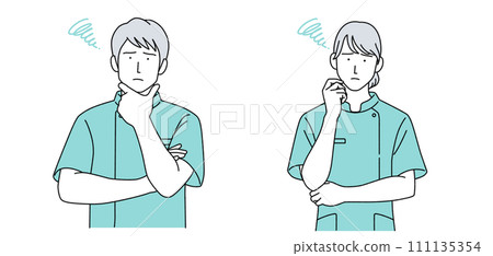 Illustration of a man and a woman wearing Casey medical workers 111135354