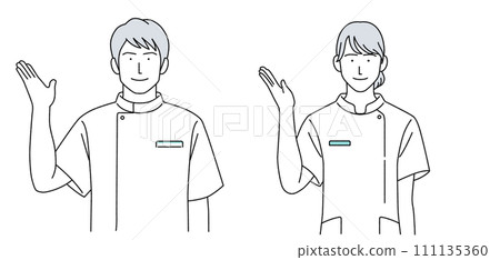 Illustration of a man and a woman wearing Casey medical workers 111135360