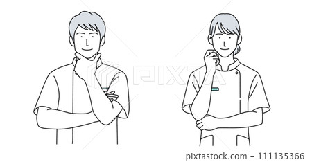 Illustration of a man and a woman wearing Casey medical workers 111135366