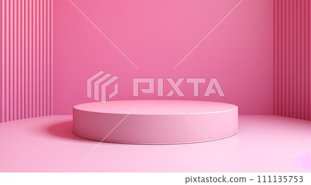 Pink podium stage on pink background. Valentine's day concept banner. For greeting card, logo, sale, product 111135753