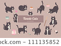 Black and white clothes for various postures. Planar dimension diagram 111135852