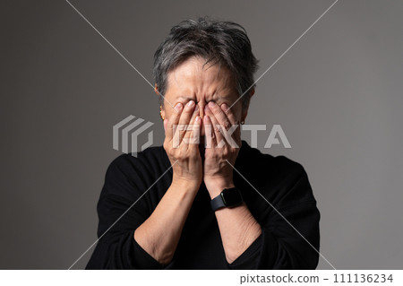 Worried senior woman Worried senior woman 111136234