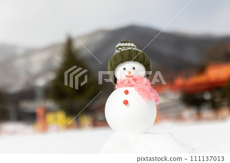ski resort and snowman ski resort and snowman 111137013