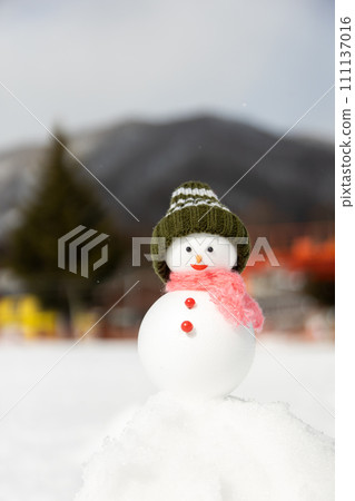 ski resort and snowman ski resort and snowman 111137016