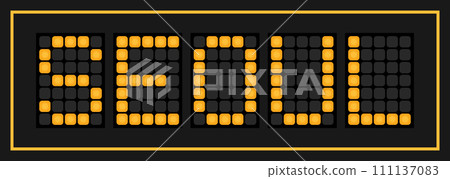 Orange color led banner in word seoul on black background Orange color led banner in word seoul on black background 111137083