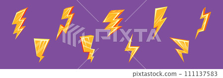 Lightning Bolt Yellow Flash and Strike Vector Set Lightning Bolt Yellow Flash and Strike Vector Set 111137583