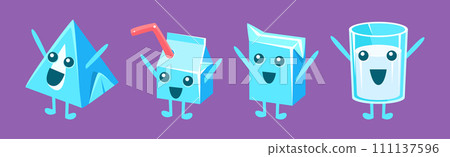Milk Container Funny Character with Face on Purple Background Vector Set Milk Container Funny Character with Face on Purple Background Vector Set 111137596