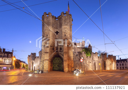 St Veerle's Square night, Ghent, Belgium 111137921