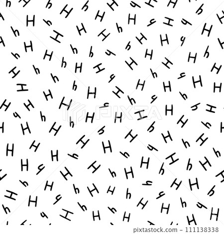 Black and white letter H seamless pattern, simple hand drawn letters. Black and white letter H seamless pattern, simple hand drawn letters. 111138338