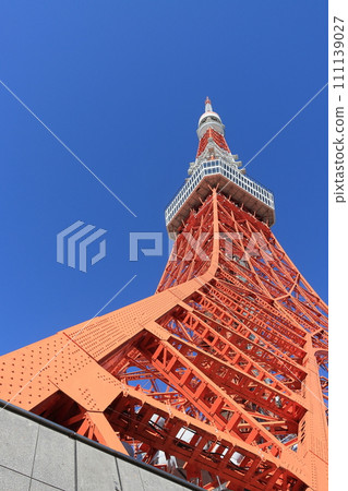 Tokyo Tower Tokyo Tower rising against the blue sky 111139027