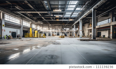 Empty industrial construction site. Indoor construction site at a room. Empty industrial construction site. Indoor construction site at a room. 111139236