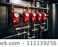 Water pipe engineering, clean line watering transport system in the modern boiler room. 111139256