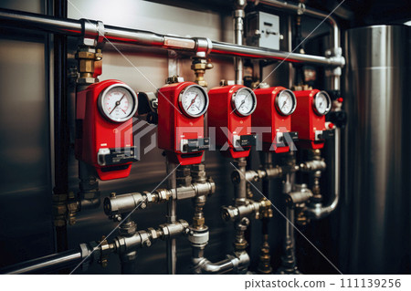 Water pipe engineering, clean line watering transport system in the modern boiler room. Water pipe engineering, clean line watering transport system in the modern boiler room. 111139256