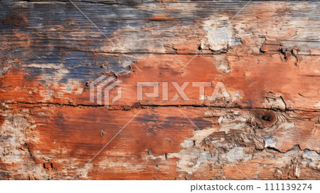 Weathered boatwood texture close-up view. Old wooden painted plank background texture. Weathered boatwood texture close-up view. Old wooden painted plank background texture. 111139274