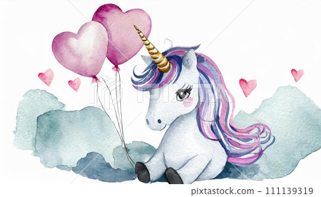 水彩風格獨角獸 111139319