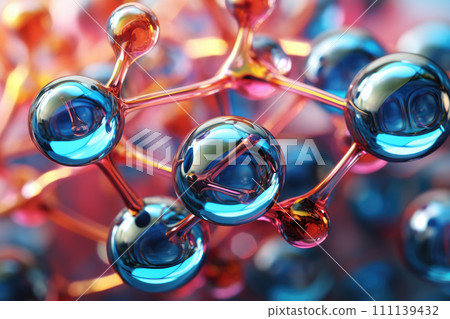 Ionised H2O molecules, electrolysed, microscopic. 111139432