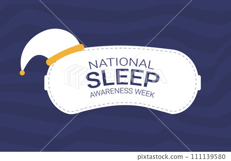 National sleep awareness week. Sleeping mask with text card poster. Vector illustration 111139580