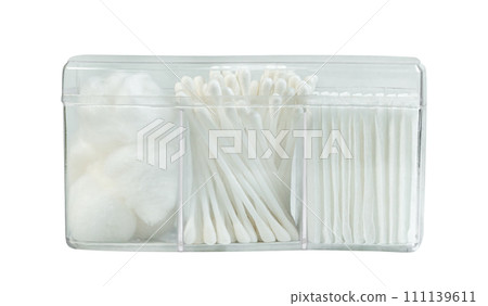 cotton wool white witn cotton buds for beauty or medical supplies isolated cotton wool white witn cotton buds for beauty or medical supplies isolated 111139611