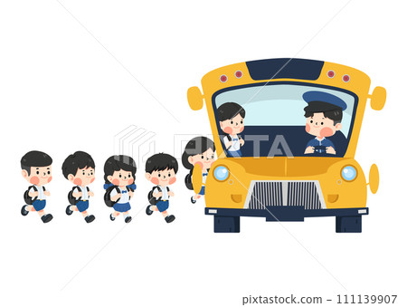 Group kids students enter school bus 111139907