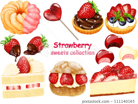 Lots of strawberry sweets dessert snack 111140165