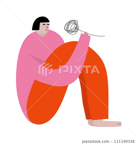Modern artwork. Girl admires flower holding it in her hands. Cute character against white background. Cartoon style. Hand drawn Vector illustration. Modern artwork. Girl admires flower holding it in her hands. Cute character against white background. Cartoon style. Hand drawn Vector illustration. 111140336