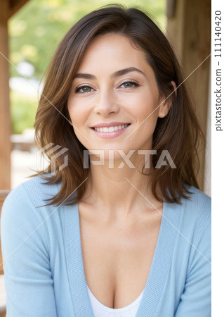 AI-generated content. Ai generated. Illustration. A middle-aged woman with natural makeup 111140420