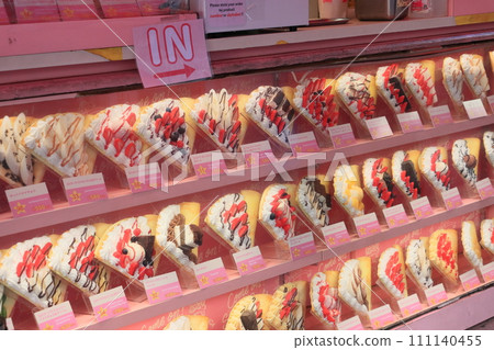 Product samples from a crepe shop in Harajuku - many types of crepes 111140455