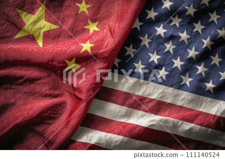 Concept of USA and China competition and economic trade war. Travel and partnership concept Concept of USA and China competition and economic trade war. Travel and partnership concept 111140524