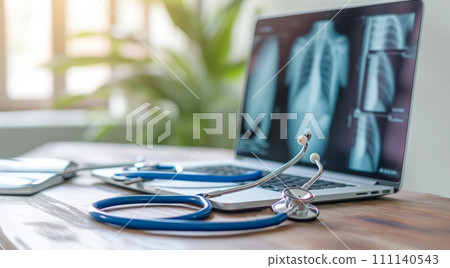 Telemedicine doctor inspecting patients health complaints about health over the internet webcam Telemedicine doctor inspecting patients health complaints about health over the internet webcam 111140543