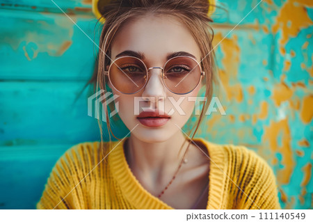 Close-up of glamorous Caucasian model with bold makeup on the face Close-up of glamorous Caucasian model with bold makeup on the face 111140549