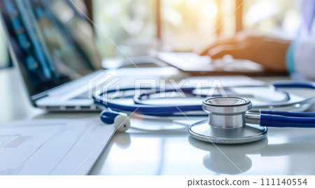 Telemedicine doctor inspecting patients health complaints about health over the internet webcam 111140554